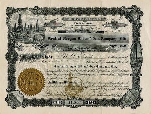 Central Oregon Oil and Gas Co., Ltd. - Stock Certificate